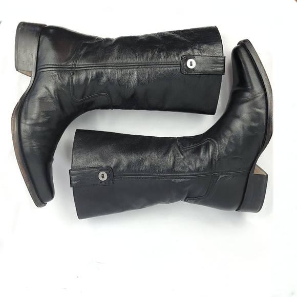 Cole Haan Lenox Leather Steel Toe Square Pull-On Tall Riding Boots US9-9.5 Black - Picture 4 of 12